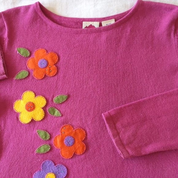 Girl's Knit sweater with embroidered flowers. - Picture 3 of 4